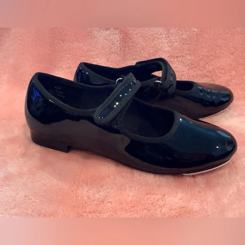 Dance Class Black Tap glossy Shoes Girls Size 1 – Tap Plates performance jazz